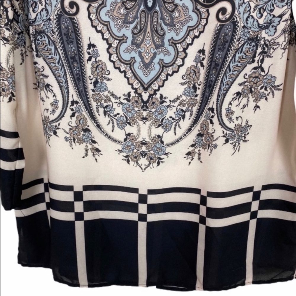 Adrianna Papell Patterned Blouse Long Sleeves Size S - Picture 4 of 8